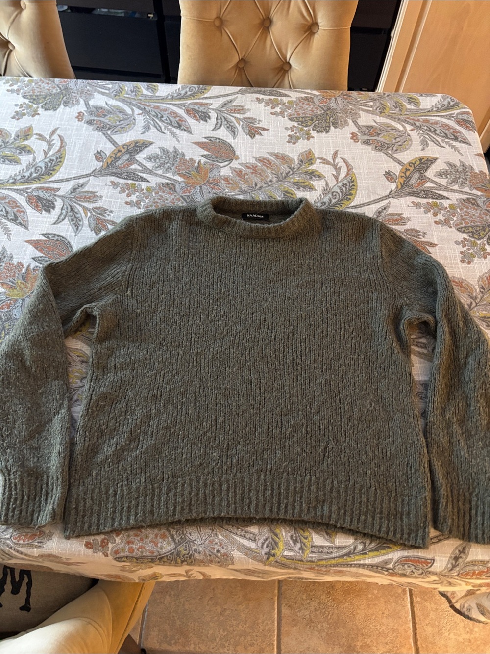 NAADAM Men's Olive Crewneck Wool Cashmere Sweater-M
